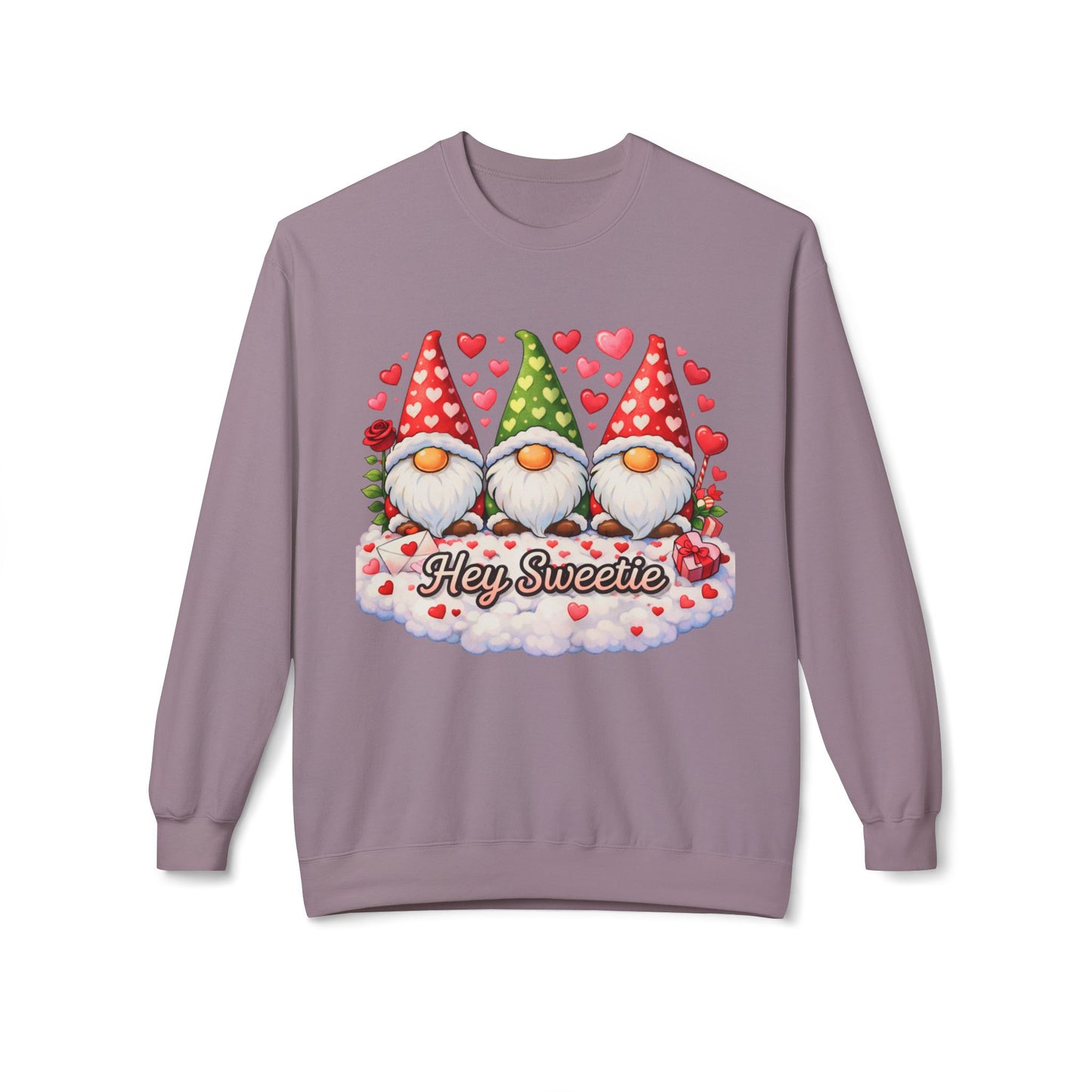 Valentine Gnome Sweatshirt - 'Hey Sweetie' Cozy Crewneck