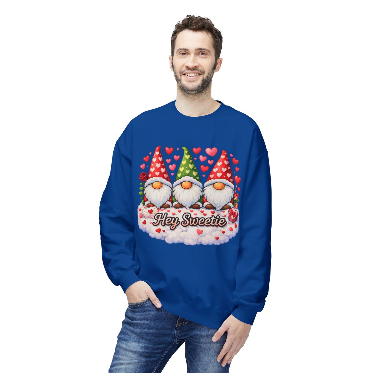 Valentine Gnome Sweatshirt - 'Hey Sweetie' Cozy Crewneck