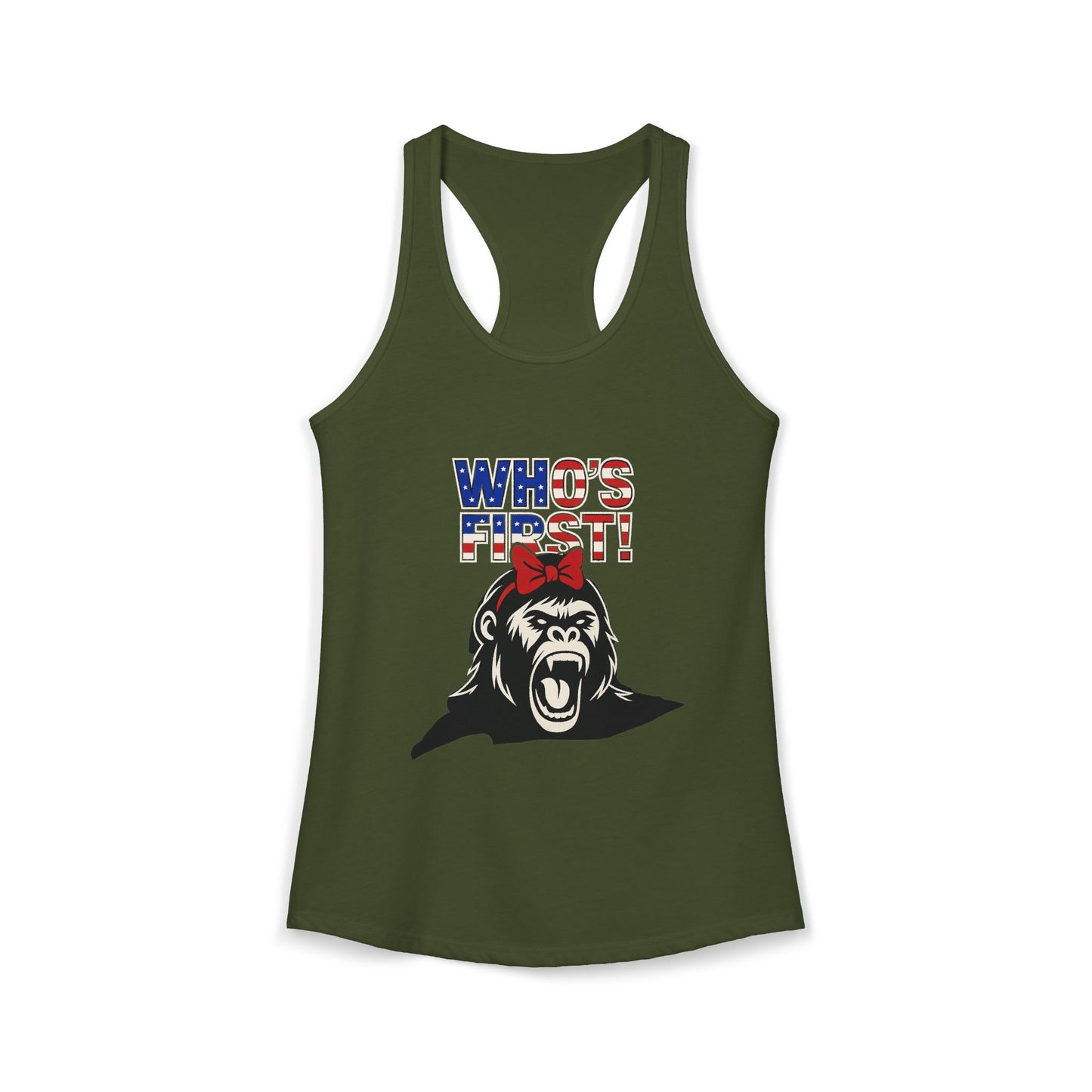 Women's “Who’s First” Athletic Racerback Tank Top