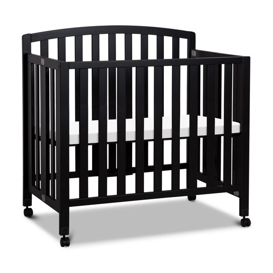 Dylan Folding Portable 3-In-1 Mini Crib and Twin Bed in Ebony