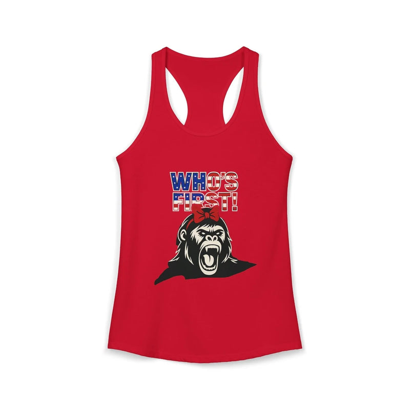 Women's "Who's First" Athletic Racerback Tank Top