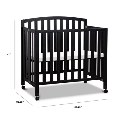 Dylan Folding Portable 3-In-1 Mini Crib and Twin Bed in Ebony