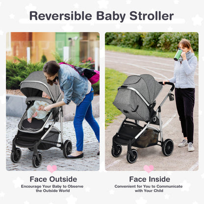 2-In-1 Convertible Baby Stroller with Reversible Seat