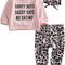 Newborn Baby Girls Clothes Daddy Saying Top Printed T-Shirt Leopard Pants+Headband Sweatshirt Outfit Set