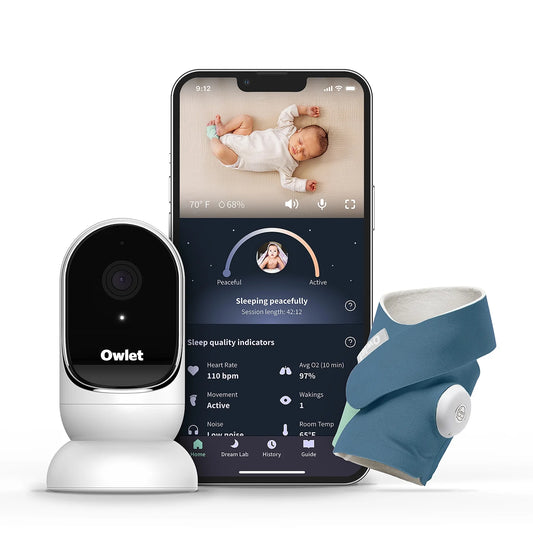 Dream Duo - Smart Portable Video Baby Monitor - HD Video Camera + Sock with Heart Rate, AVG Oxygen Tracker - Bedtime Blue