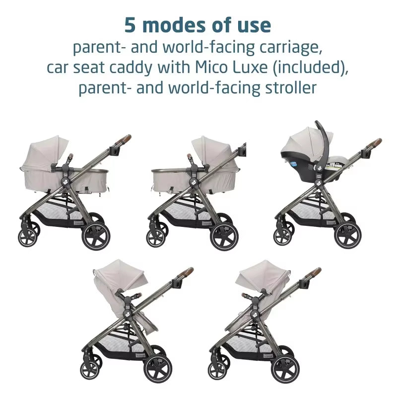 Zelia™5-In-1 Modular-Baby Travel System Car Seat and Stroller, Infant Combo,